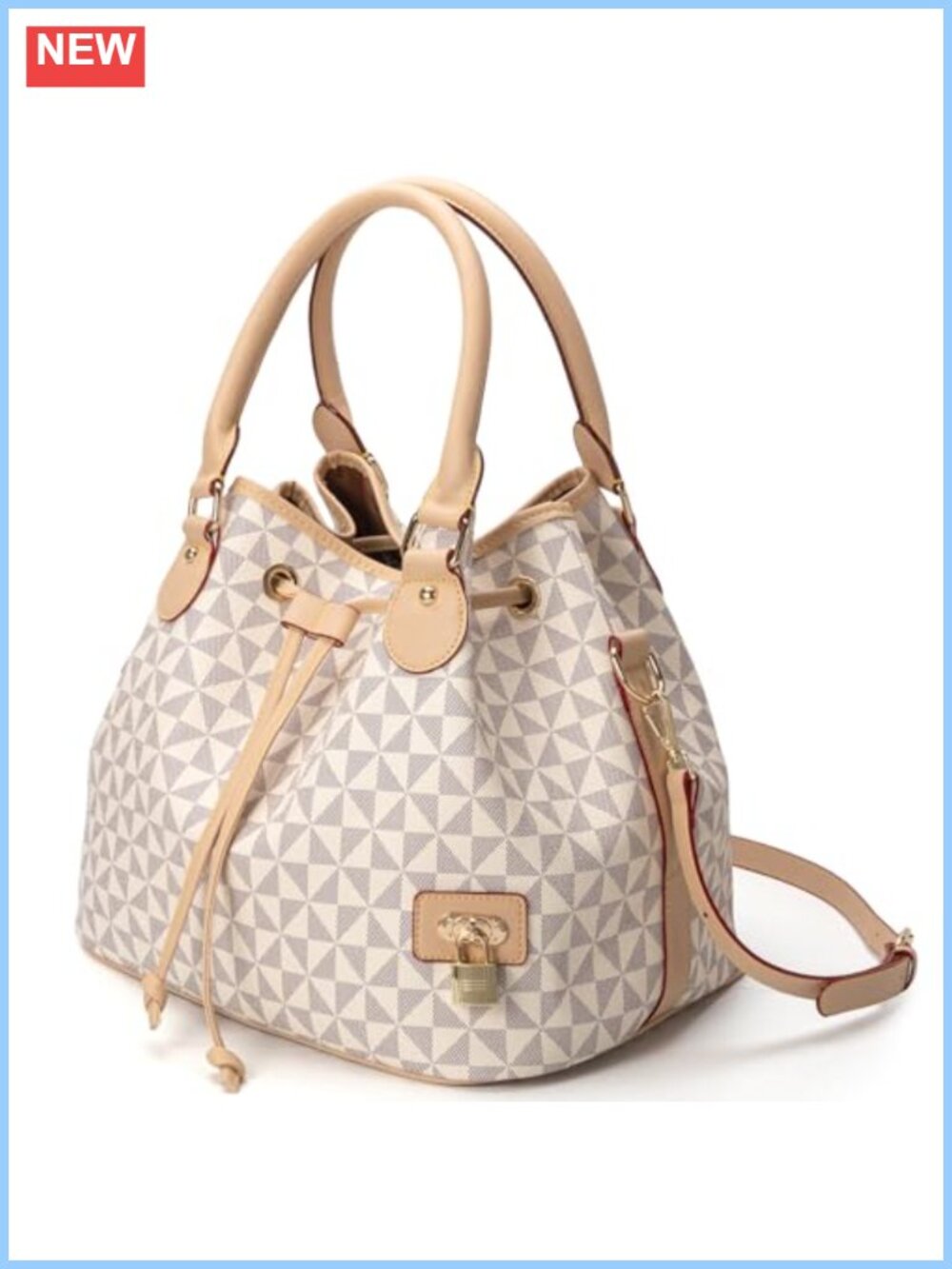 Chic West Hobo Bucket Purse PU Drawstring Shoulder Tote for Women